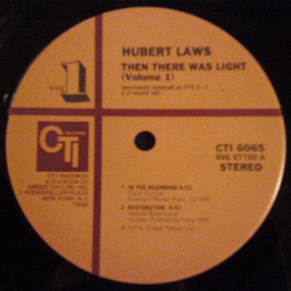 Hubert Laws - Then There Was Light (Volume 1) - LP