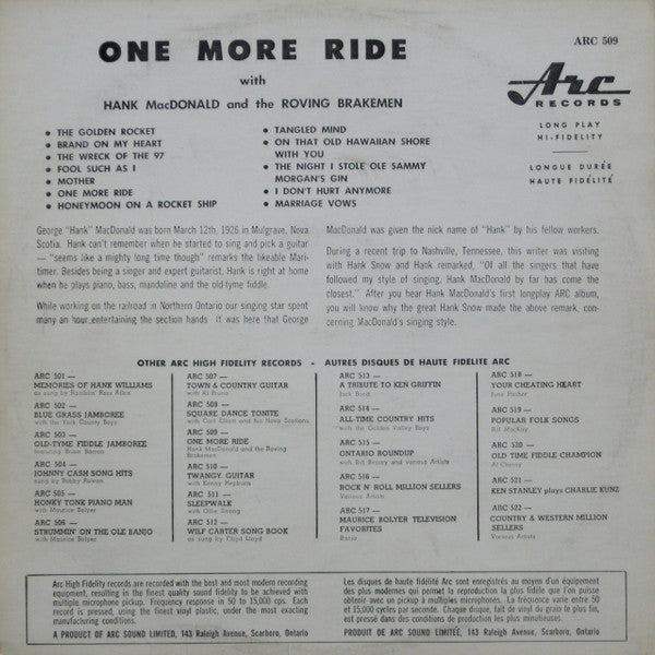 Hank MacDonald - One More Ride - LP