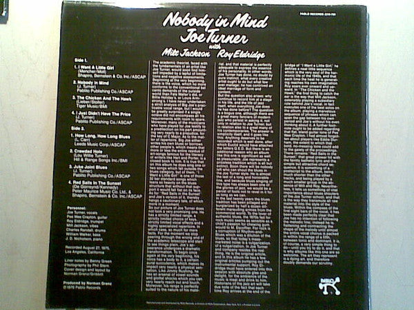 Joe Turner* With Milt Jackson / Roy Eldridge - Nobody In Mind - LP