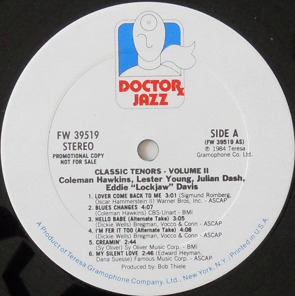 Coleman Hawkins, Lester Young, Eddie "Lockjaw" Davis, Julian Dash - Classic Tenors Volume 2 - LP