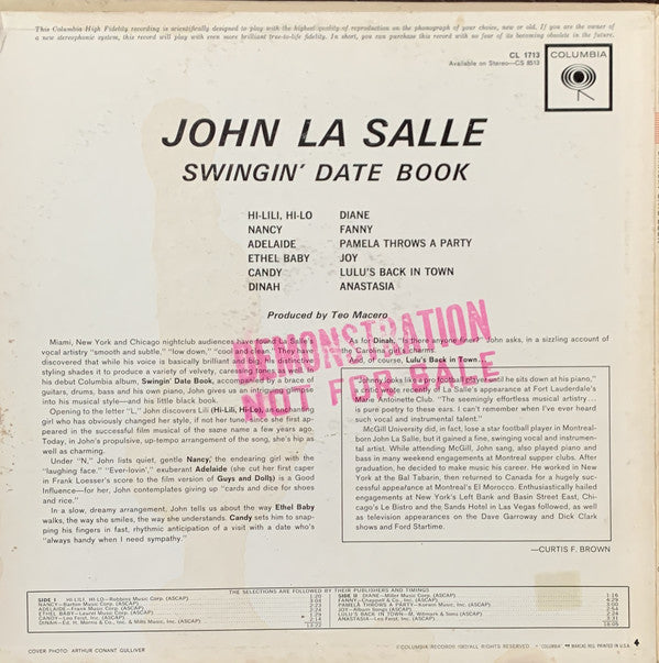 John La Salle - Swingin' Date Book - LP