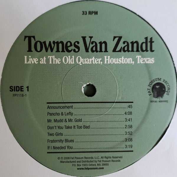Townes Van Zandt - Live At The Old Quarter, Houston, Texas - LP