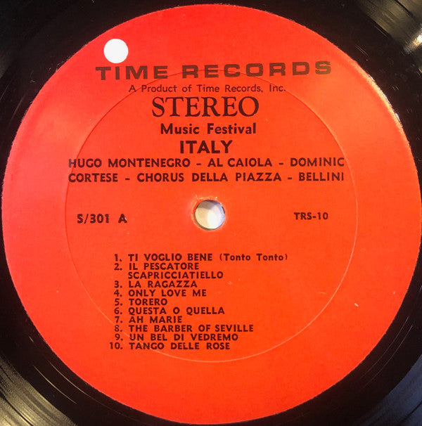 Hugo Montenegro, Chorus Della Piazza, Al Caiola, Dominic Cortese, Luciano Bellini - Music Festival: Italy - LP