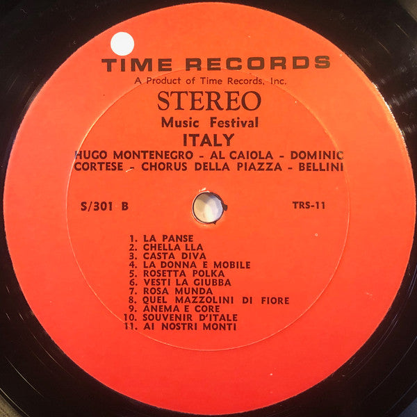 Hugo Montenegro, Chorus Della Piazza, Al Caiola, Dominic Cortese, Luciano Bellini - Music Festival: Italy - LP