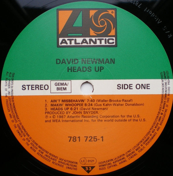 David Newman* - Heads Up - LP