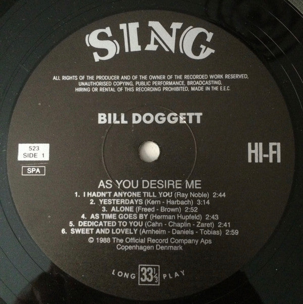 Bill Doggett - As You Desire Me - LP