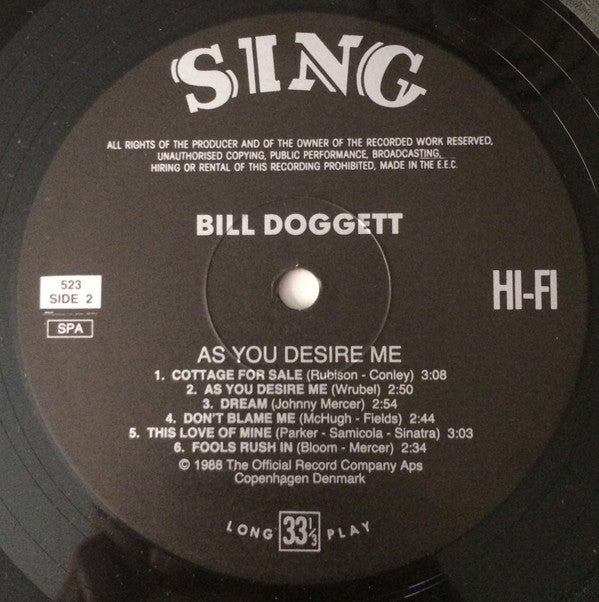 Bill Doggett - As You Desire Me - LP