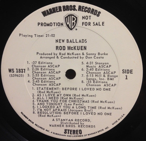 Rod McKuen - New Ballads - LP