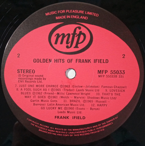Frank Ifield - Golden Hits Of Frank Ifield - LP