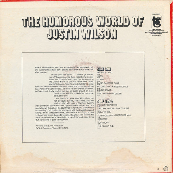 Justin Wilson - The Humorous World Of Justin Wilson - LP