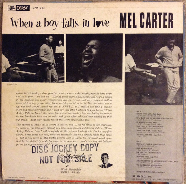 Mel Carter - When A Boy Falls In Love - LP
