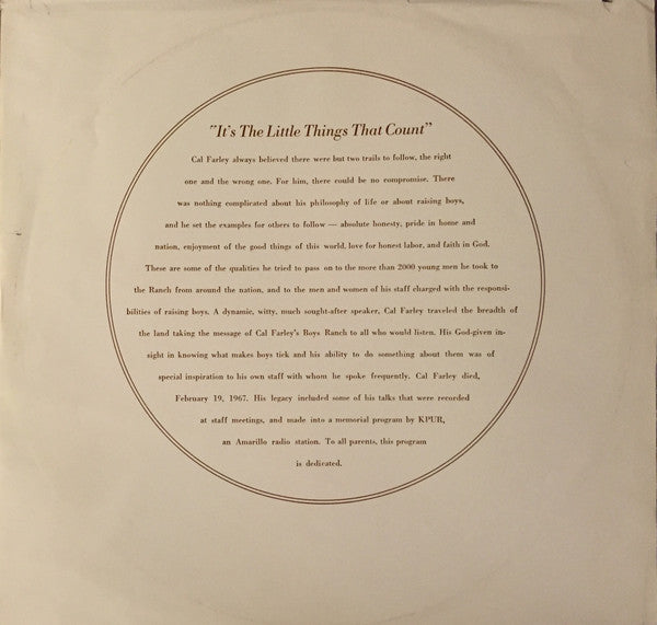 Cal Farley - It's The Little Things That Count - LP