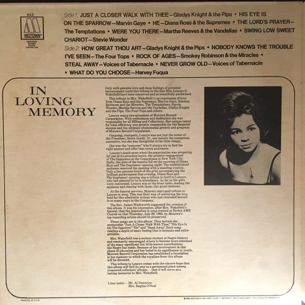 Various - In Loving Memory - A Tribute To Mrs. Loucye G. Wakefield - LP