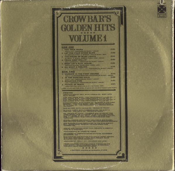 Crowbar (3) - Bad Manors (Crowbar's Golden Hits, Volume 1) - LP
