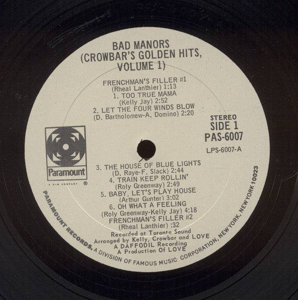 Crowbar (3) - Bad Manors (Crowbar's Golden Hits, Volume 1) - LP