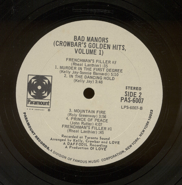 Crowbar (3) - Bad Manors (Crowbar's Golden Hits, Volume 1) - LP
