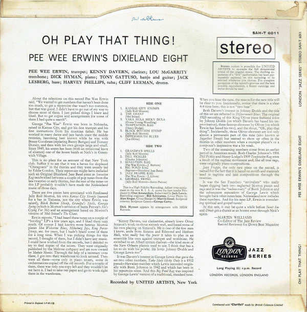 Pee Wee Erwin's Dixieland Eight - Oh Play That Thing - LP