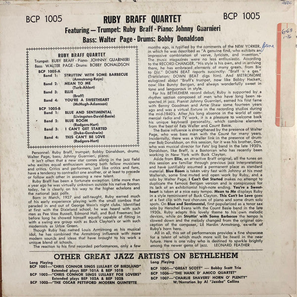 Ruby Braff Quartet - Ruby Braff Swings - LP
