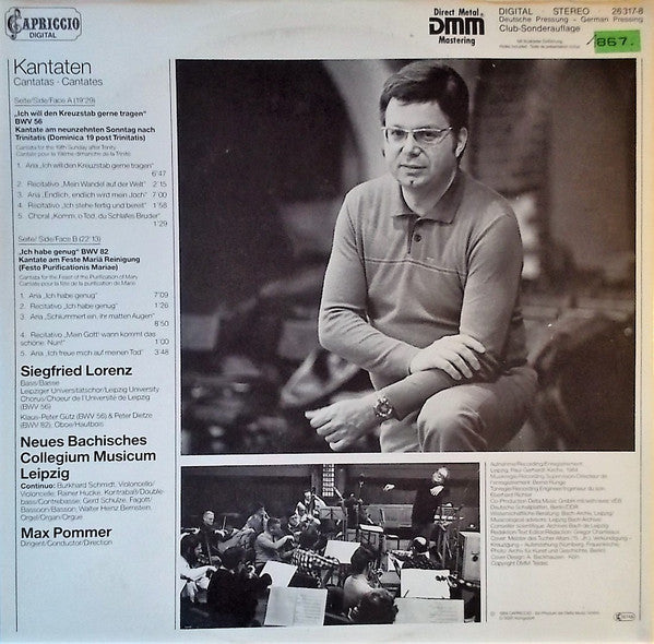 Siegfried Lorenz, Neues Bachisches Collegium Musicum Leipzig ; Max Pommer / Johann Sebastian Bach - Kantaten (Cantatas ∙ Cantates) - LP