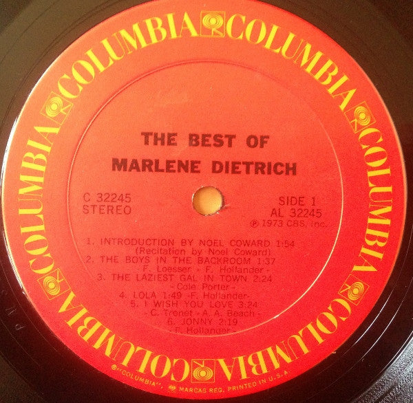 Marlene Dietrich - The Best Of Marlene Dietrich - LP