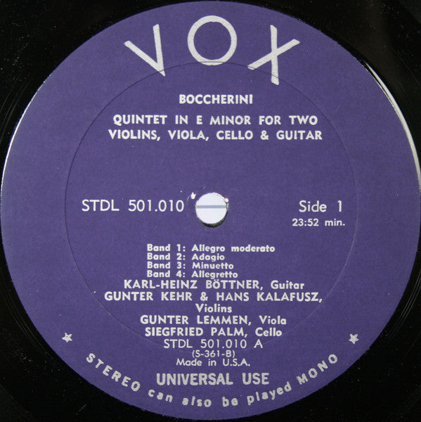 Haydn* / Boccherini* - Haydn Guitar Quartet Boccherini Guitar Quintet - LP