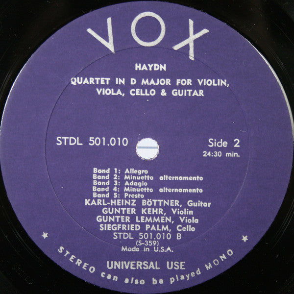 Haydn* / Boccherini* - Haydn Guitar Quartet Boccherini Guitar Quintet - LP