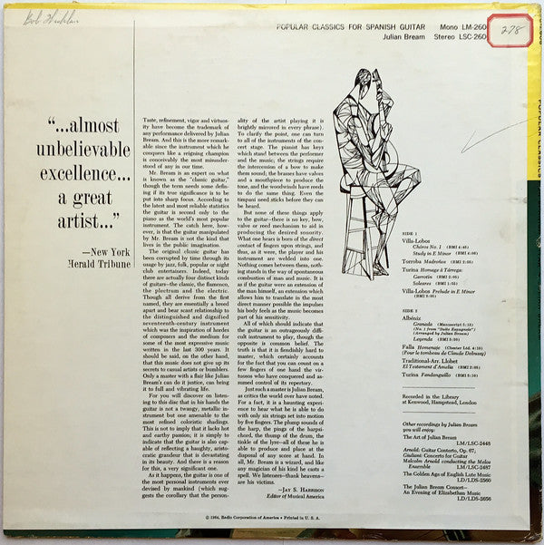 Julian Bream - Popular Classics For Spanish Guitar - LP