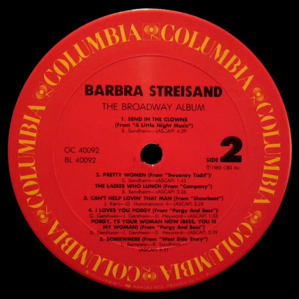 Barbra Streisand - The Broadway Album - LP