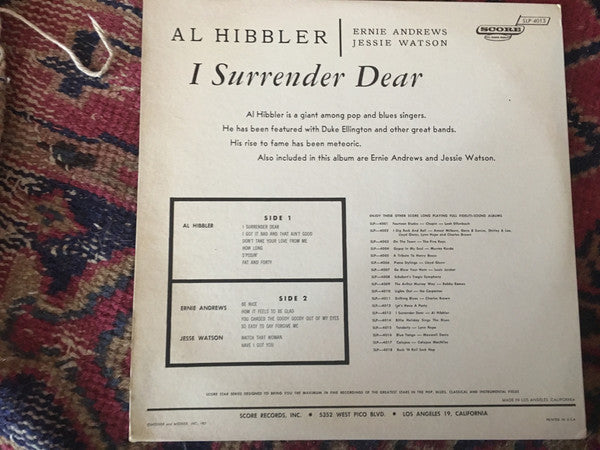 Al Hibbler, Ernie Andrews, Jesse Watson - I Surrender Dear - LP