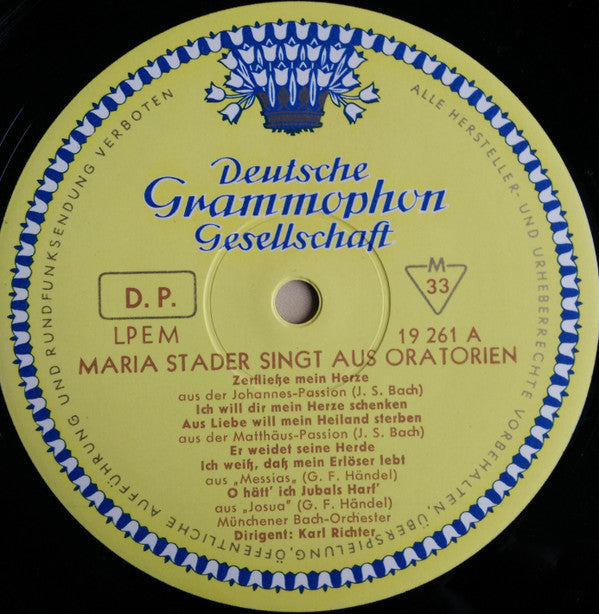 Maria Stader - Maria Stader Singt Aus Oratorien - LP
