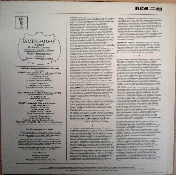 James Galway, Lucerne Festival Strings*, Rudolf Baumgartner - Mozart* - The Two Flute Concertos And Andante, K. 315 - LP