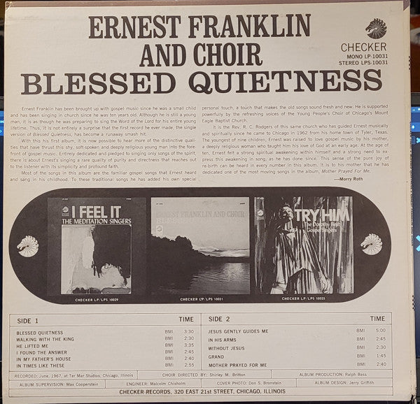 Ernest Franklin & Choir* - Blessed Quietness - LP