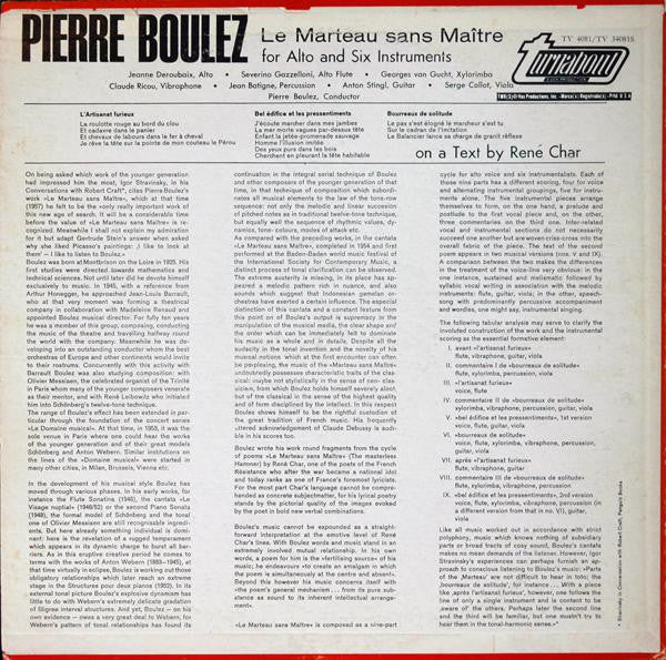 Pierre Boulez - Le Marteau Sans Maître - LP
