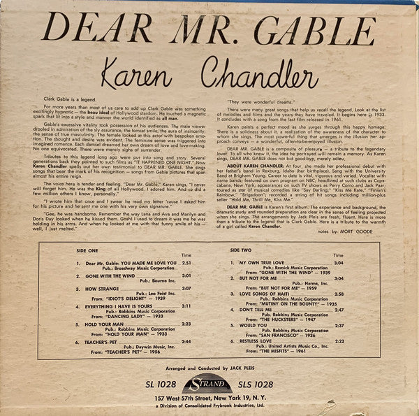 Karen Chandler - Dear Mr. Gable - LP