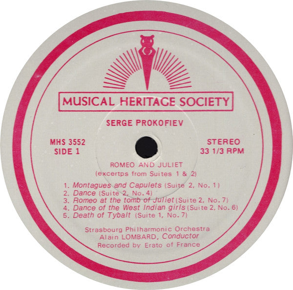 Sergei Prokofiev, Strasbourg Philharmonic Orchestra*, Alain Lombard - Romeo And Juliet / Cinderella (Excerpts From The Ballets) - LP