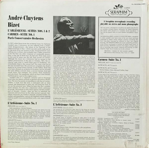 André Cluytens, Bizet* - Paris Conservatoire Orchestra* - L'Arlésienne - Suites Nos.1 & 2 / Carmen Suite No.1 - LP