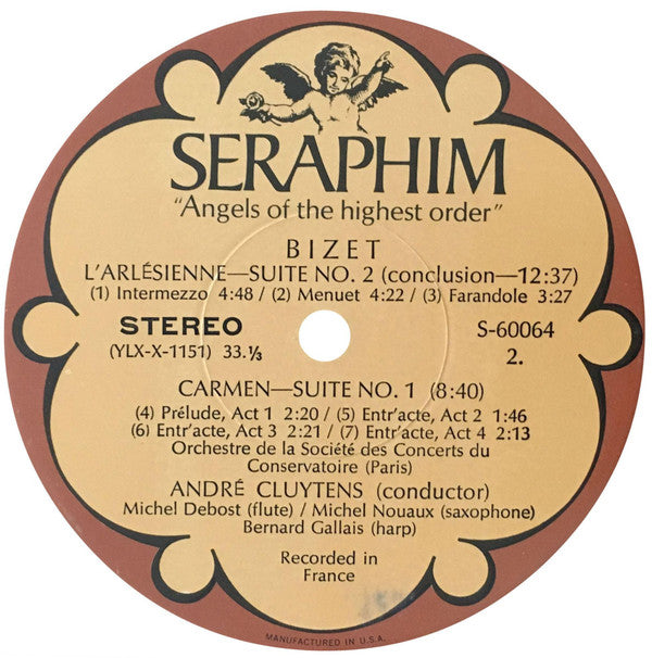 André Cluytens, Bizet* - Paris Conservatoire Orchestra* - L'Arlésienne - Suites Nos.1 & 2 / Carmen Suite No.1 - LP