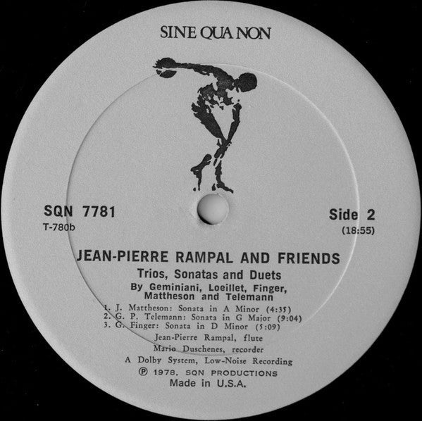Jean-Pierre Rampal And Friends* - Trios, Sonatas And Duets By Geminiani, Loeillet, Finger, Mattheson And Telemann - LP