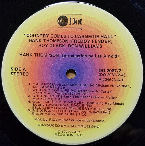 James M. Nederlander & Jim Halsey Present Roy Clark, Freddy Fender  - Country Comes To Carnegie Hall - LP