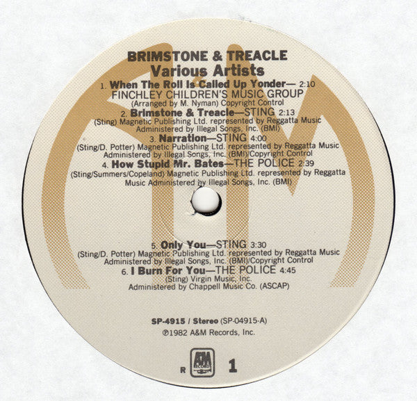 Various Featuring The Police, Sting, Go.Go's* & Squeeze (2) - Brimstone & Treacle (Original Soundtrack Album) - LP