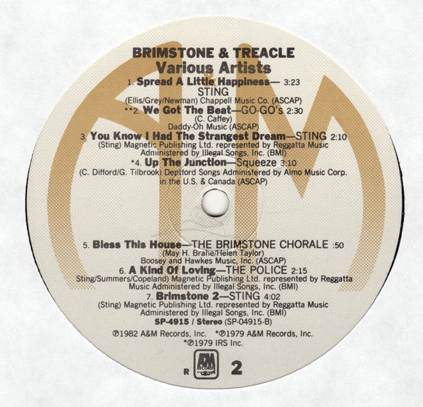 Various Featuring The Police, Sting, Go.Go's* & Squeeze (2) - Brimstone & Treacle (Original Soundtrack Album) - LP