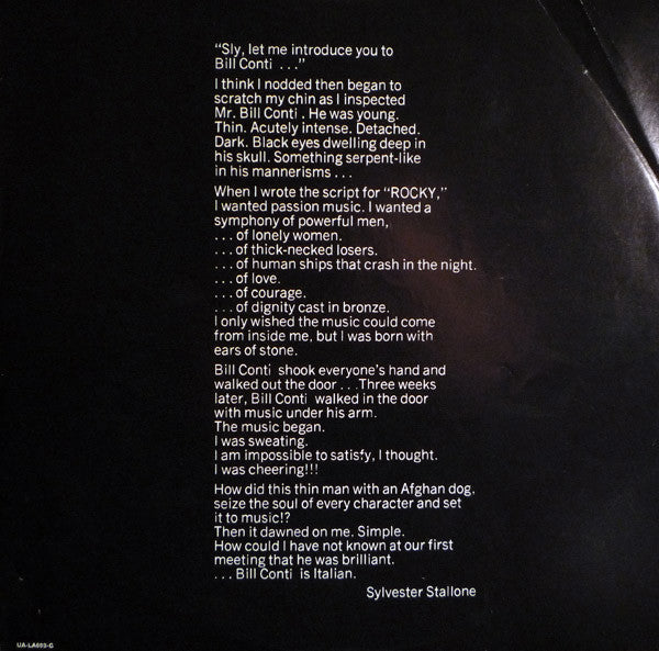 Bill Conti - Rocky - Original Motion Picture Score - LP