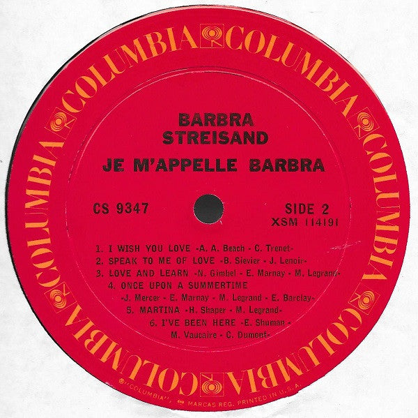 Barbra Streisand - Je m'appelle Barbra - LP