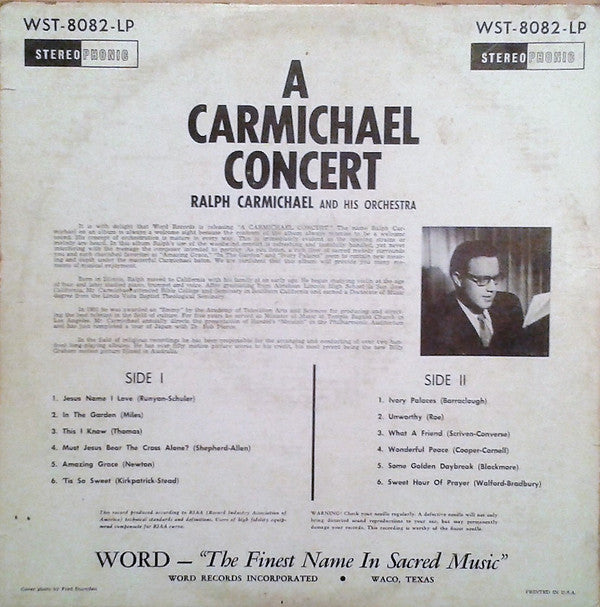 Ralph Carmichael With The Ralph Carmichael Orchestra - A Carmichael Concert - LP