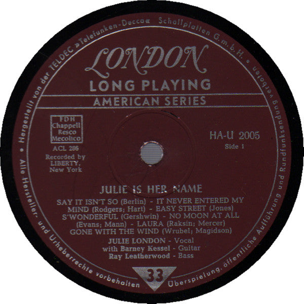 Julie London - Julie Is Her Name - LP