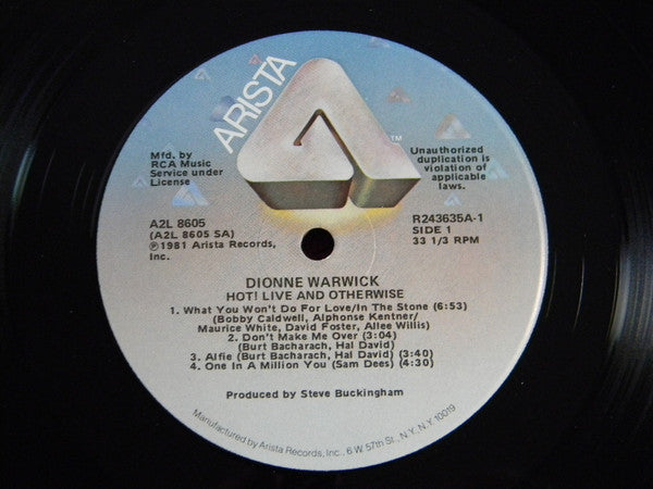 Dionne Warwick - Hot ! Live And Otherwise - LP