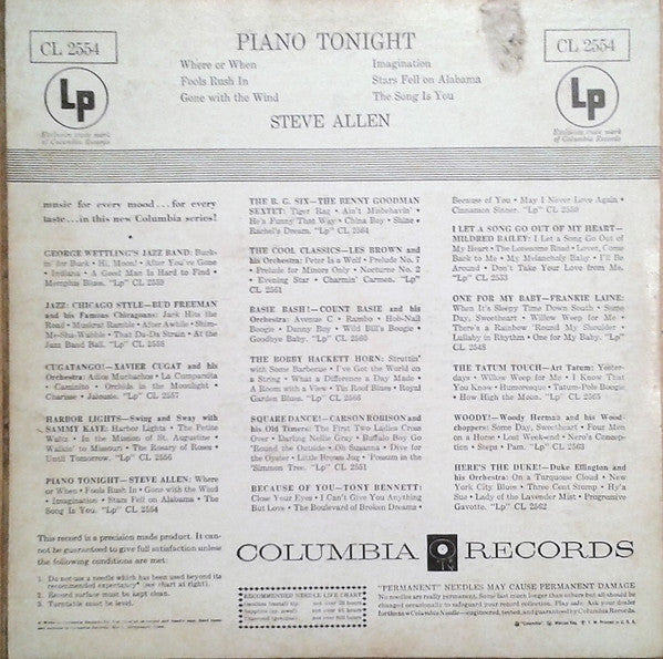 Steve Allen  - Piano Tonight! - LP