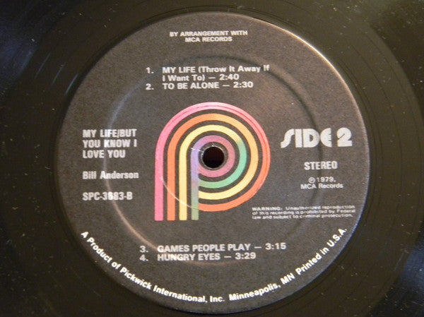 Bill Anderson  - My Life/But You Know I Love You - LP
