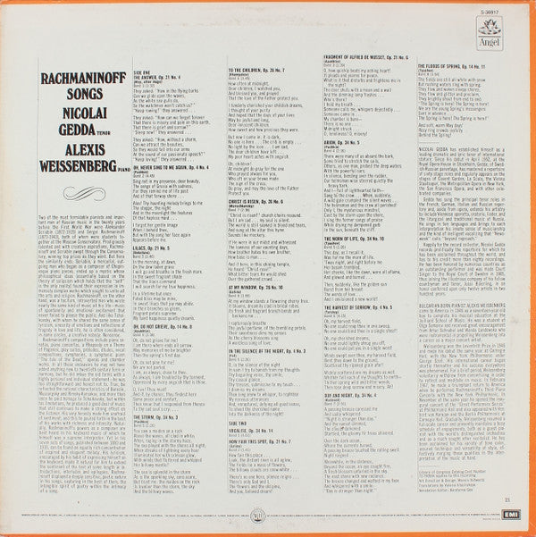 Rachmaninov* - Nicolaï Gedda* • Alexis Weissenberg - Songs - LP