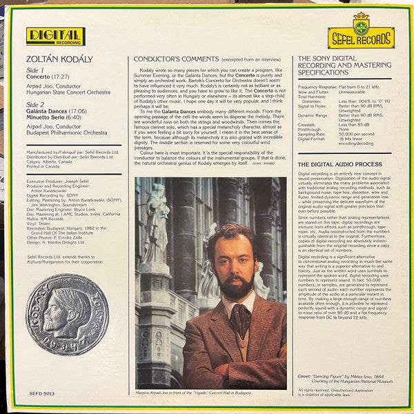 Zoltán Kodály, Arpad Joo - Galánta Dances / Concerto / Minuetto Serio - LP